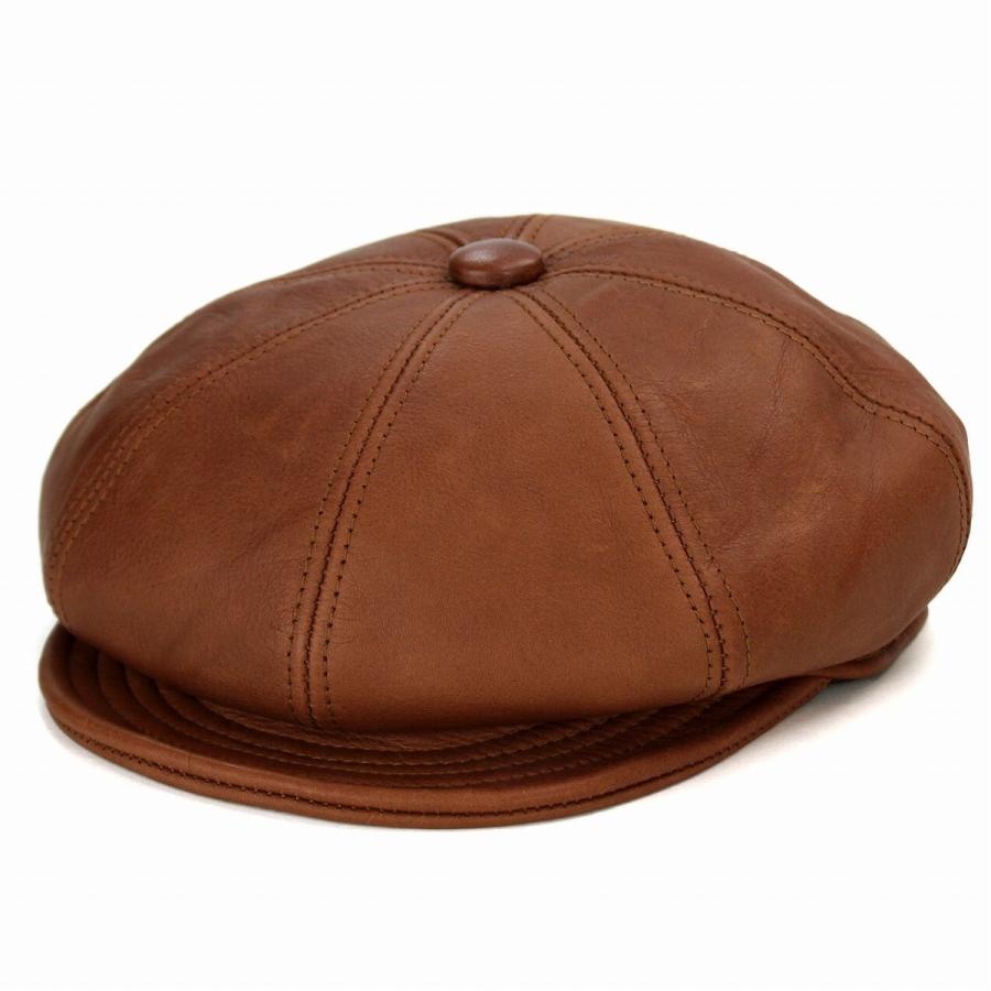 ニューヨークハット キャスケット レザー Vintage Leather Spitfire 帽子 メンズ 革 9223 ブランデーカラー
