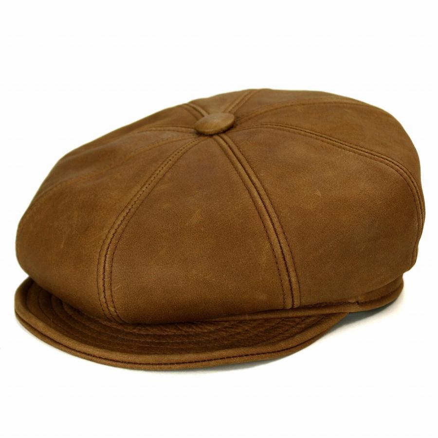 NEW YORK HAT レザー キャスケット ヴィンテージレザー Vintage Leather Spitfire 帽子 本革 メンズ 9223 ラストカラー RUST｜elehelm-hatstore｜02