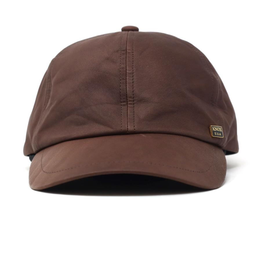 新品　ニューヨークハット　別注　レザーキャップ　ブラウン KNOX（ノックス） ウォッシャブルレザー レザーキャップ メンズ 紳士