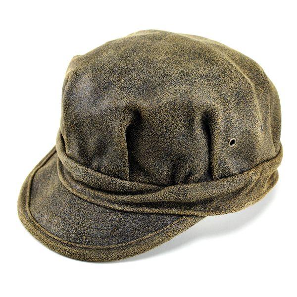 New York Hat ニューヨークハット 帽子 メンズ ワークキャップ レザー アンティークレザー 本革 キャップ レディース ブラウン Antique Leather Engineer 9324｜elehelm-hatstore