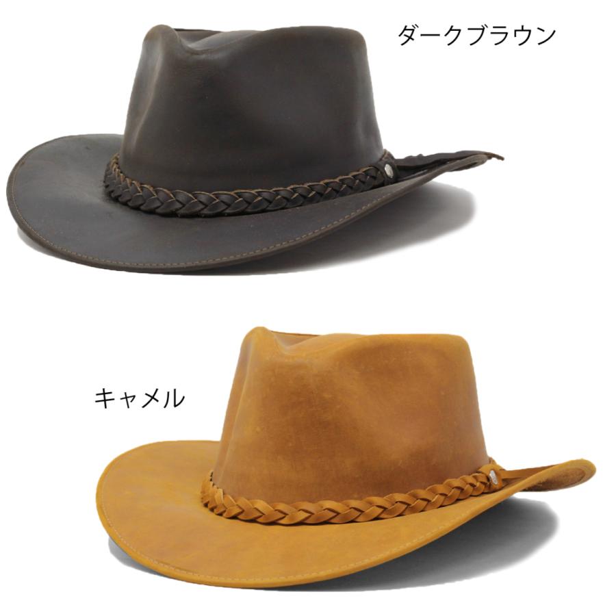 レザー ハット メンズ ワイドブリム アウトバックハット カウボーイ