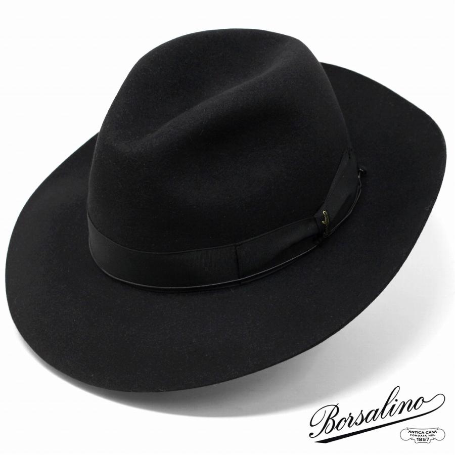 新品同様】Borsalino ボルサリーノ 中折れ フェルト ハット 56-