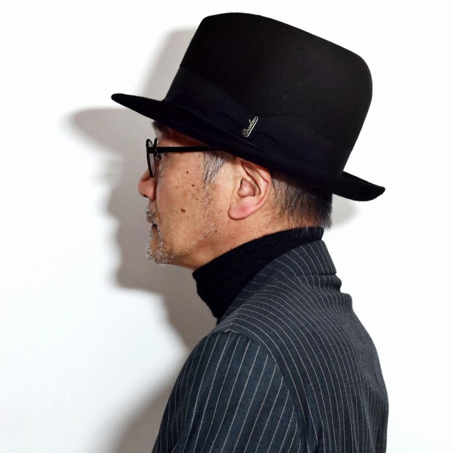 Borsalino オープンクラウンハット 山高帽 フェルトハット 中 Borsalino オープンクラウンハット 山高帽 フェルトハット 中