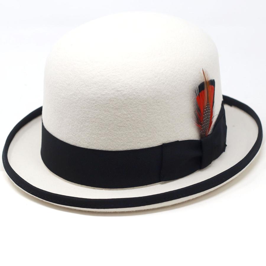 ダービーハット 山高帽子 羽根付き FUJI HAT フェルト ボーラーハット