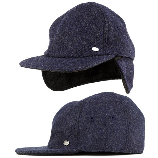 ボルサリーノ　黒いキャスケット 調整可能バックル付き Borsalino（ボルサリーノ） キャップ メンズ 秋冬 イヤーマフ付き