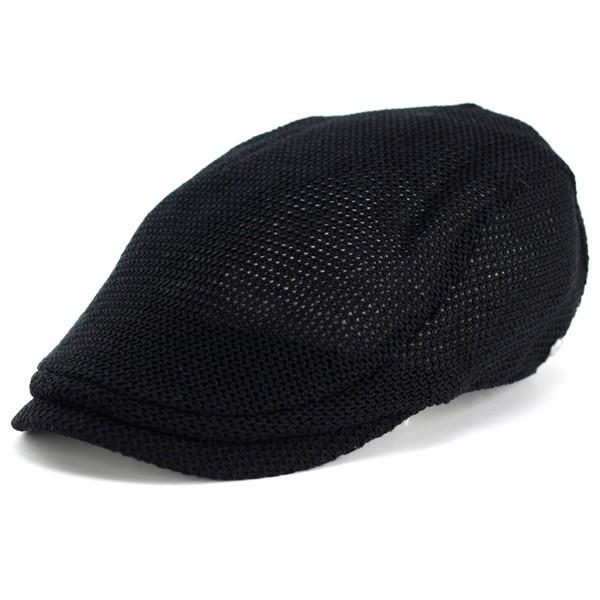 ボルサリーノ ハンチング 春夏 ハンチング帽 メンズ 大きいサイズあり borsalino コットンニット 細身シルエット 手洗い可能 ブラック 黒｜elehelm-hatstore