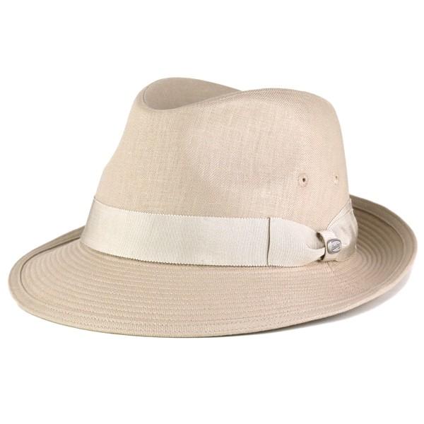 ボルサリーノ ハット 春夏 リネンツイル ワイドブリム 中折れハット メンズ ボルサリーノ型 グログランリボン Borsalino 帽子 メンズ つば広 麻 ベージュ Supersport Tn