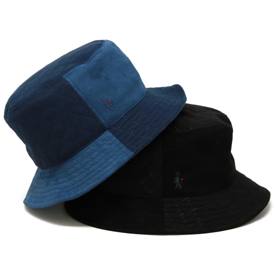 バケットハット メンズ 秋冬 キルト×スエード パッチワーク ハートオブ