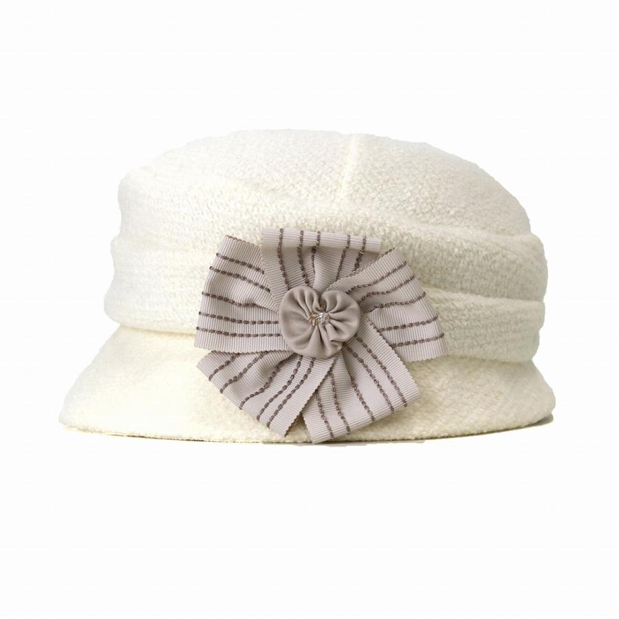 アンゴラ混 クロッシェ 日本製 帽子 レディース 冬 40代 50代 60代