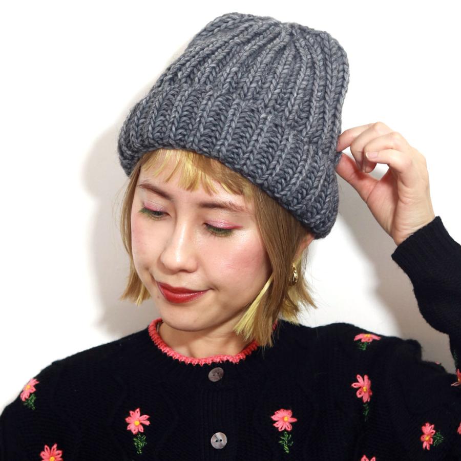 バル　手編みニットキャップ　ベージュ ニット帽 手洗い可 帽子[品番：HHHW0001697]｜HUG.U（ハグユー