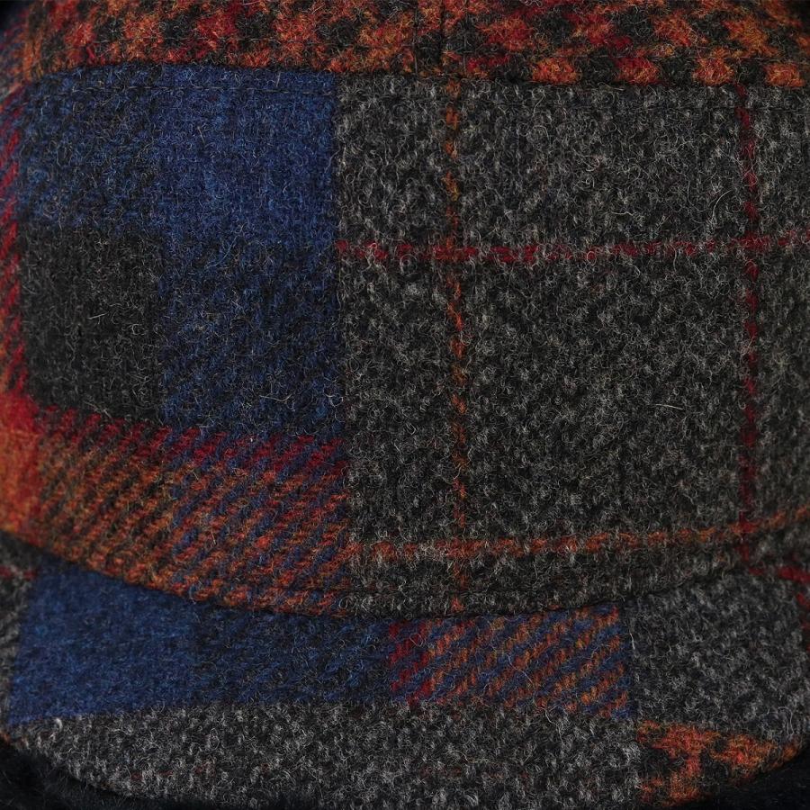 ツイード チェック パッチワーク キャップ フェイクファー イヤー