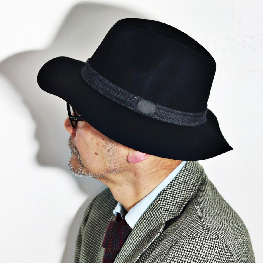 中折れハット つば広 CHRISTYS' CROWN 帽子 メンズ レディース クリスティーズクラウン ソフト フェルトハット 中折れハット 秋冬 ブラッ Christies 中折れハット つば広 CHRISTYS' CROWN 帽子 メンズ