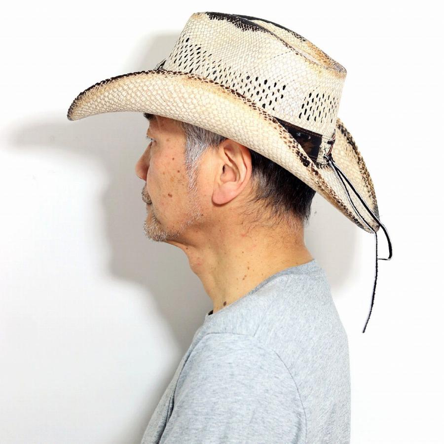 カウボーイハット メンズ パナマハット レース入り コンチョ