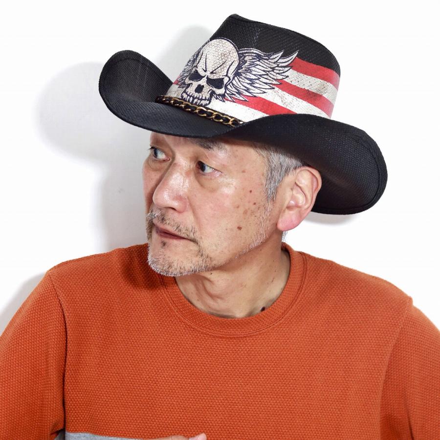 メンズ 帽子 テンガロンハット スカル 翼 ドクロ レディース 春