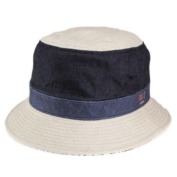 ハット 紳士 アウトドア 日よけ ダックス 春 夏 麻生地 2トーンカラー 柔らかい生地 ネイビー