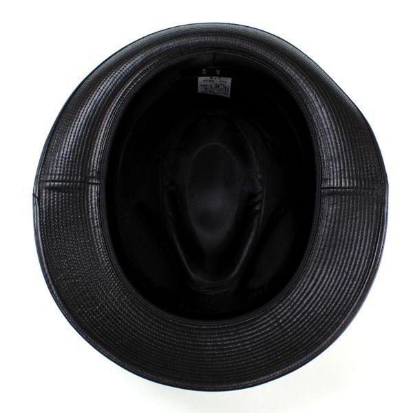 帽子 メンズ ハット ダックス 中折れハット レザー シープスキン 本革 羊革 ブラック 黒 :d3379-011:ELEHELM帽子通販専門
