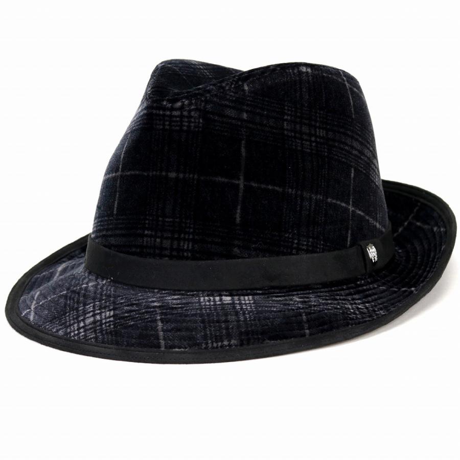 DAKS 帽子 チェック ベルベット daks Pontoglio Belvet アマレッタ ピノ型 綿100% ダックス 中折れ ハッ DAKS（ダックス） チェック 中折れ帽 ベルベット Pontoglio Belvet