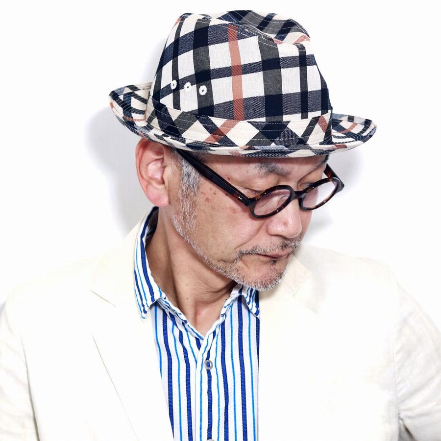 メンズ ハット ブランド ダックス チェック柄 総柄 中折れハット 中折れ帽子 春 夏 メンズハット 綿 麻 ハウスチェック 父の日 D5676 010 Elehelm帽子通販専門店 通販 Yahoo ショッピング