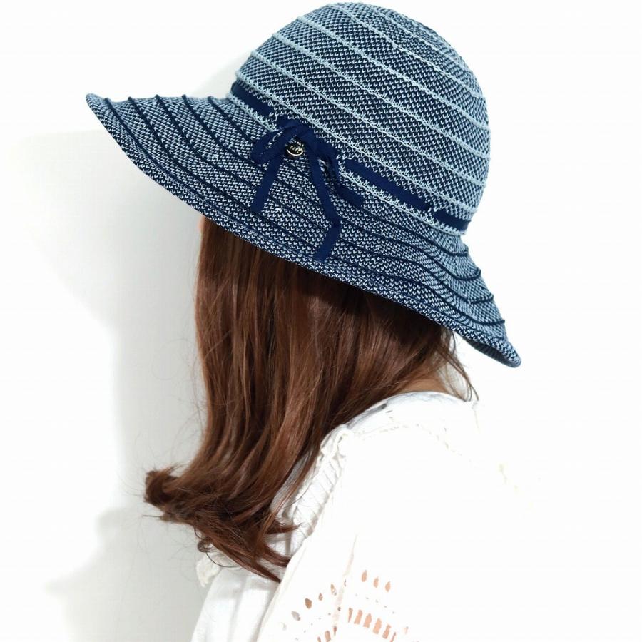 DAKS（ダックス） つば広帽子 ボーダー 擬麻 綿ロード ハット