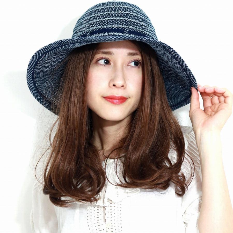 DAKS（ダックス） つば広帽子 ボーダー 擬麻 綿ロード ハット