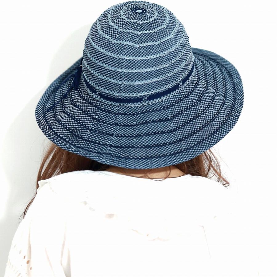 DAKS（ダックス） つば広帽子 ボーダー 擬麻 綿ロード ハット