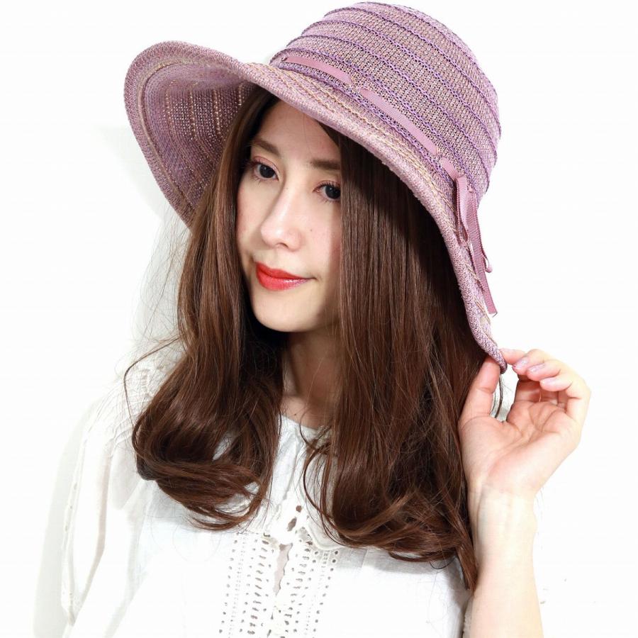 DAKS（ダックス） つば広帽子 ボーダー 擬麻 綿ロード ハット