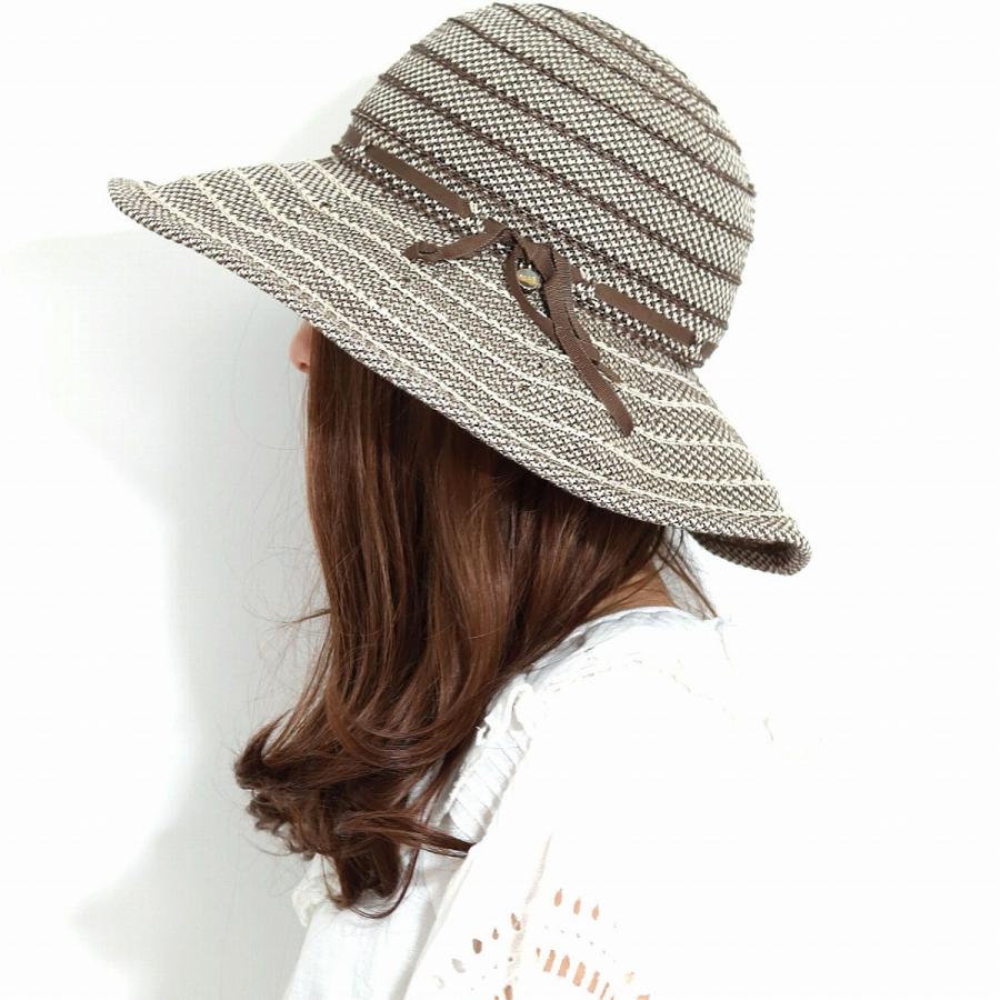 DAKS（ダックス） つば広帽子 ボーダー 擬麻 綿ロード ハット