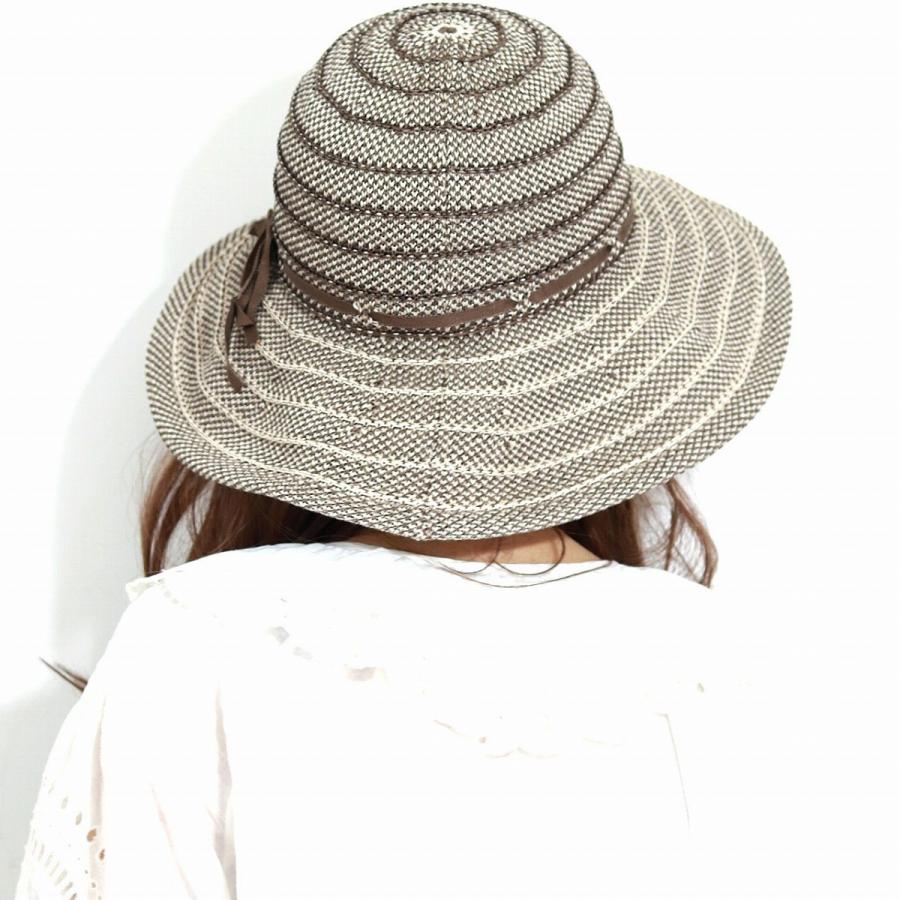 DAKS（ダックス） つば広帽子 ボーダー 擬麻 綿ロード ハット