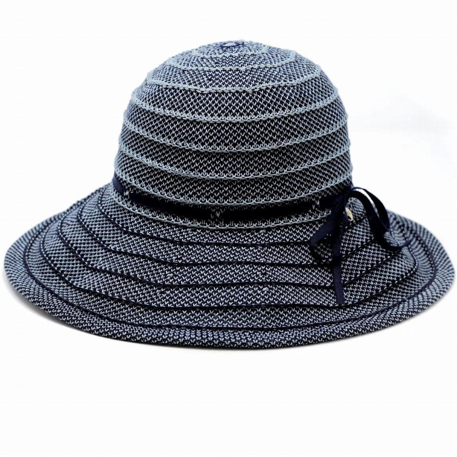 DAKS つば広帽子 ボーダー 擬麻 綿ロード ハット レディース ツバ広
