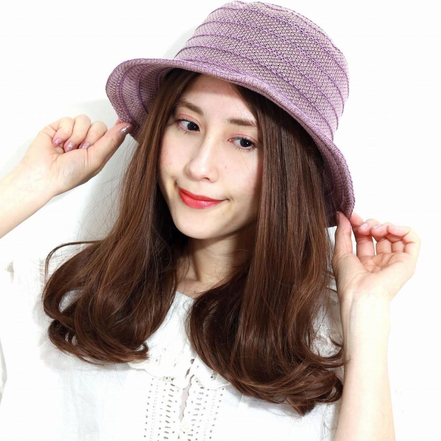 DAKS（ダックス） 平天 クロッシェ 帽子 ボーダー 擬麻 綿ロード