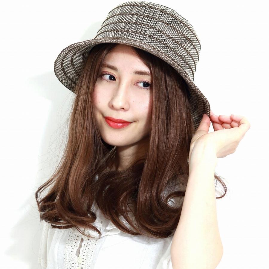 DAKS（ダックス） 平天 クロッシェ 帽子 ボーダー 擬麻 綿ロード