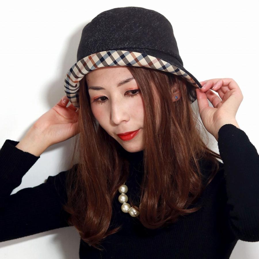 DAKS ハット レディース 帽子 お洒落 ハイバック 秋冬 ハウスチェック