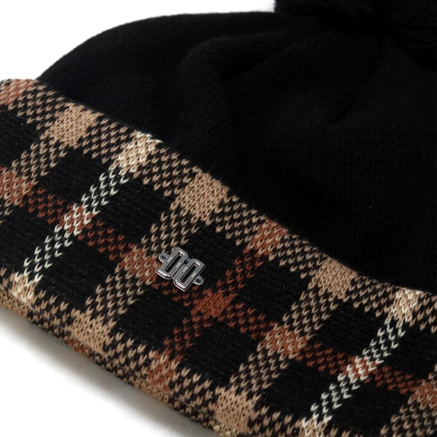 DAKS ニット レディース チェック柄 ポンポン ニット帽 ブランド 