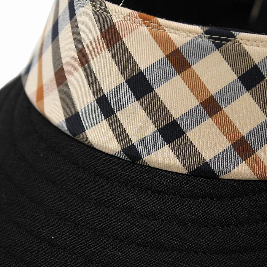 DAKS（ダックス） サンバイザー 広つば レディース チェック 柄 麻 UV