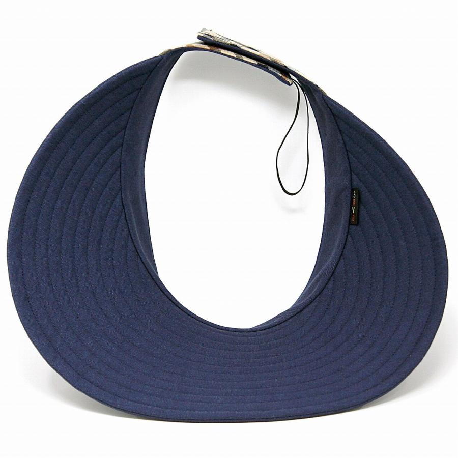 広つば ダックス クルクルバイザー 女性 日除け 手洗い可 紫外線対策 サンバイザー レディース チェック 柄 麻 UVカット DAKS 日本製 紺 ネイビー 母の日 ギフト 女性 誕生日 プレゼント 帽子 DAKS（ダックス） 広つば クルクルバイザー 女性 日除け 手洗い可