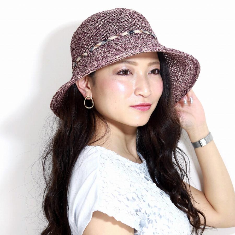 レディース ハット 送料無料 UVカット DAKS 日本製 綿ロード ギマ ダックス ミセス 春夏 日焼け防止 キャペリン ハット 折りたたみ 帽子 紫 パープル