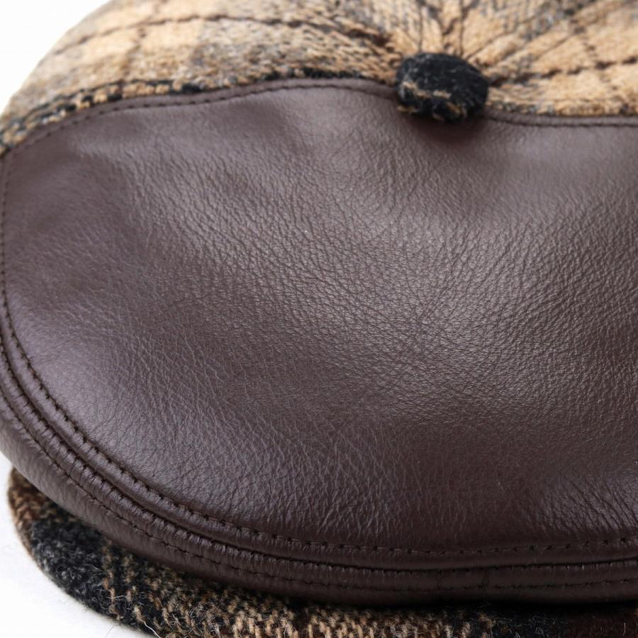 ドブス レザー × ツィード 切替え ハンチング 帽子 メンズ レディース