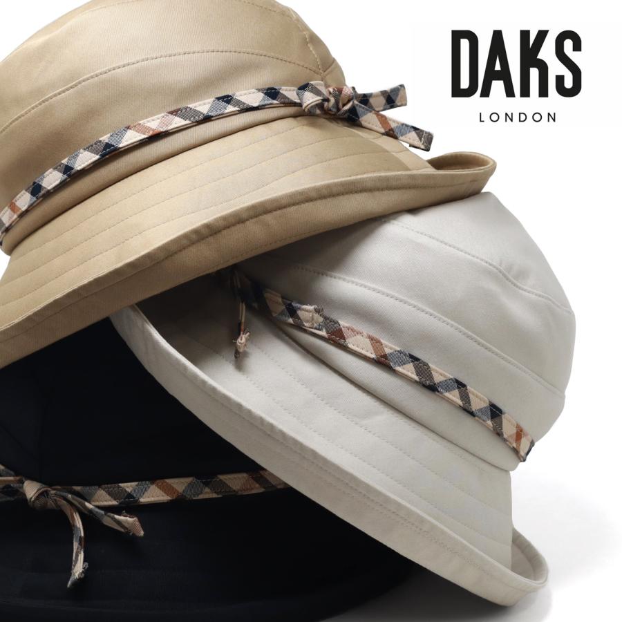 DAKS（ダックス） 帽子 婦人用 チェック柄 リボン ハット 黒 ベージュ