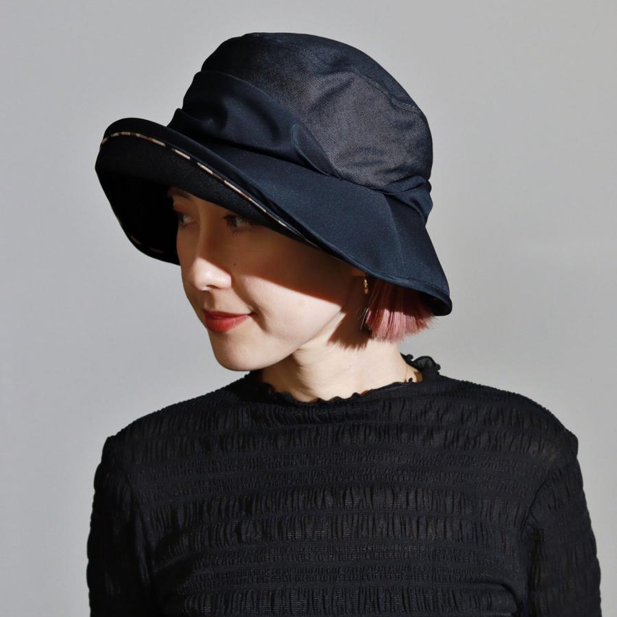 DAKS（ダックス） 帽子 レディース ミセス ハット 秋冬 黒 つば広 UV