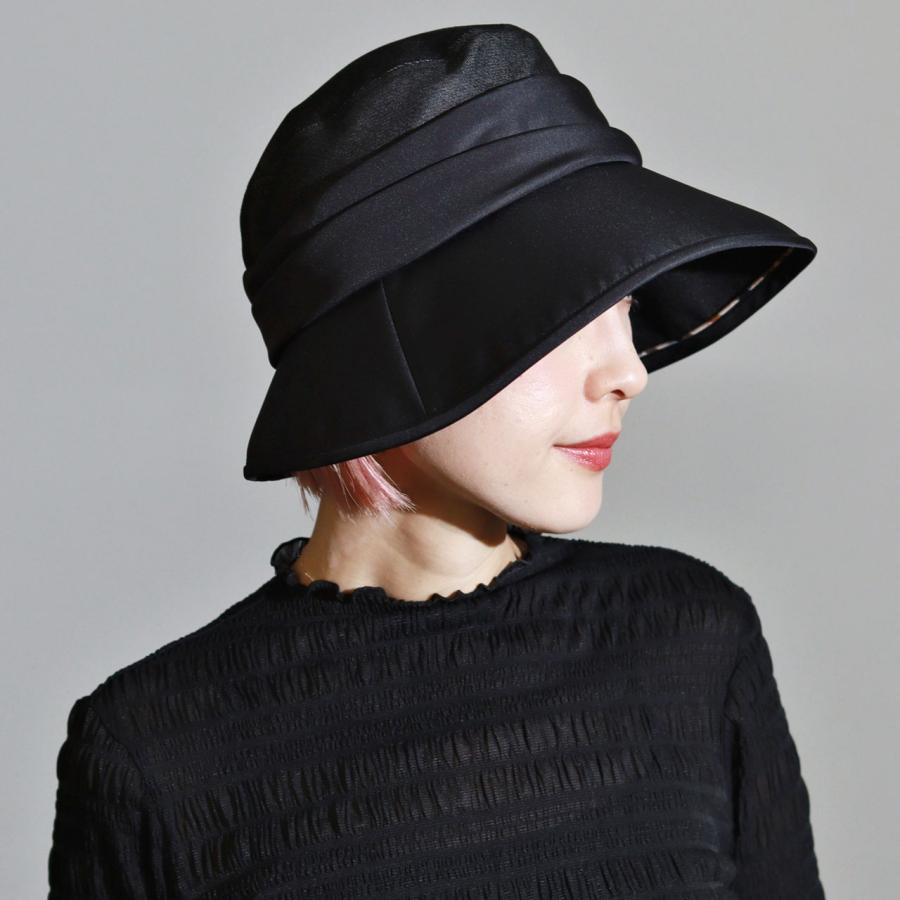 DAKS（ダックス） 帽子 レディース ミセス ハット 秋冬 黒 つば広 UV
