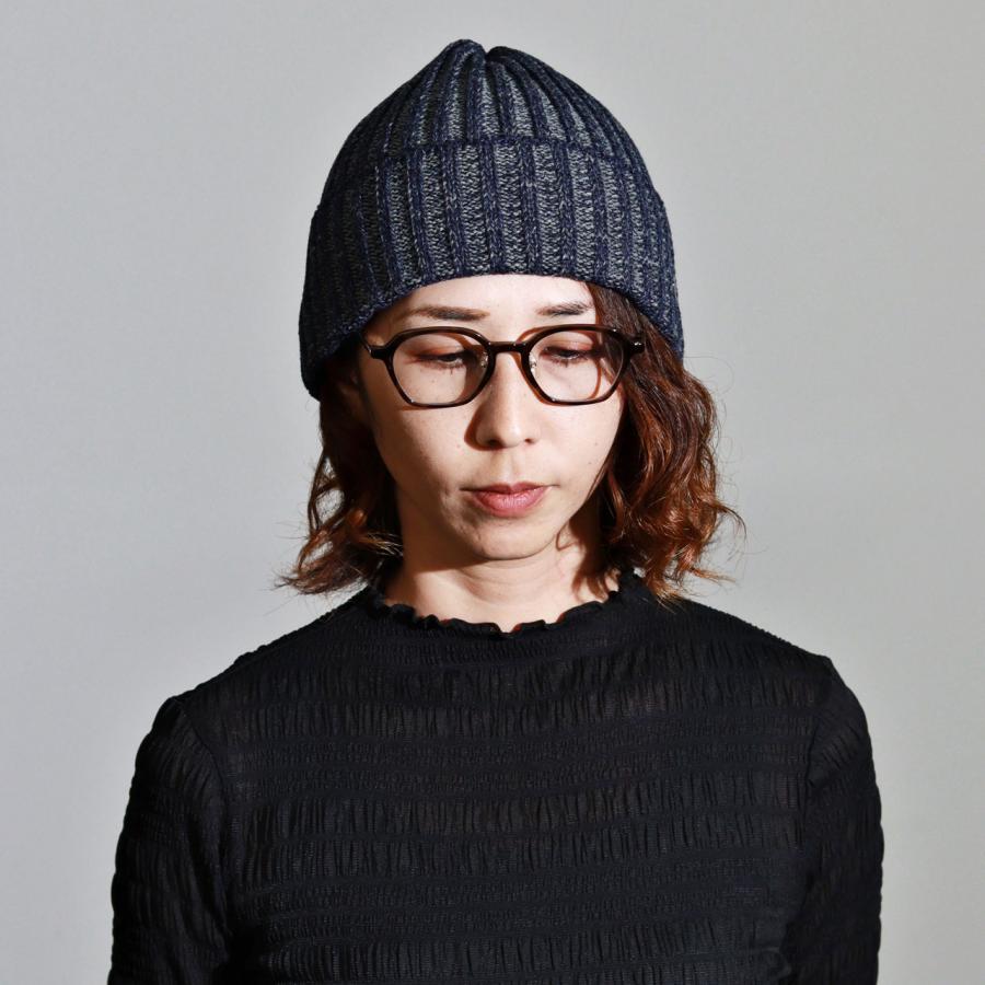 DAKS（ダックス） ニット帽 レディース リブ編みニット ウール混 杢調