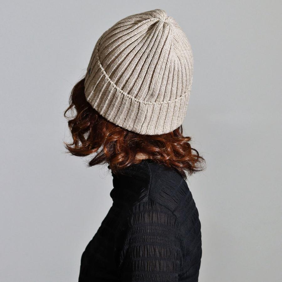 DAKS（ダックス） ニット帽 レディース リブ編みニット ウール混 杢調