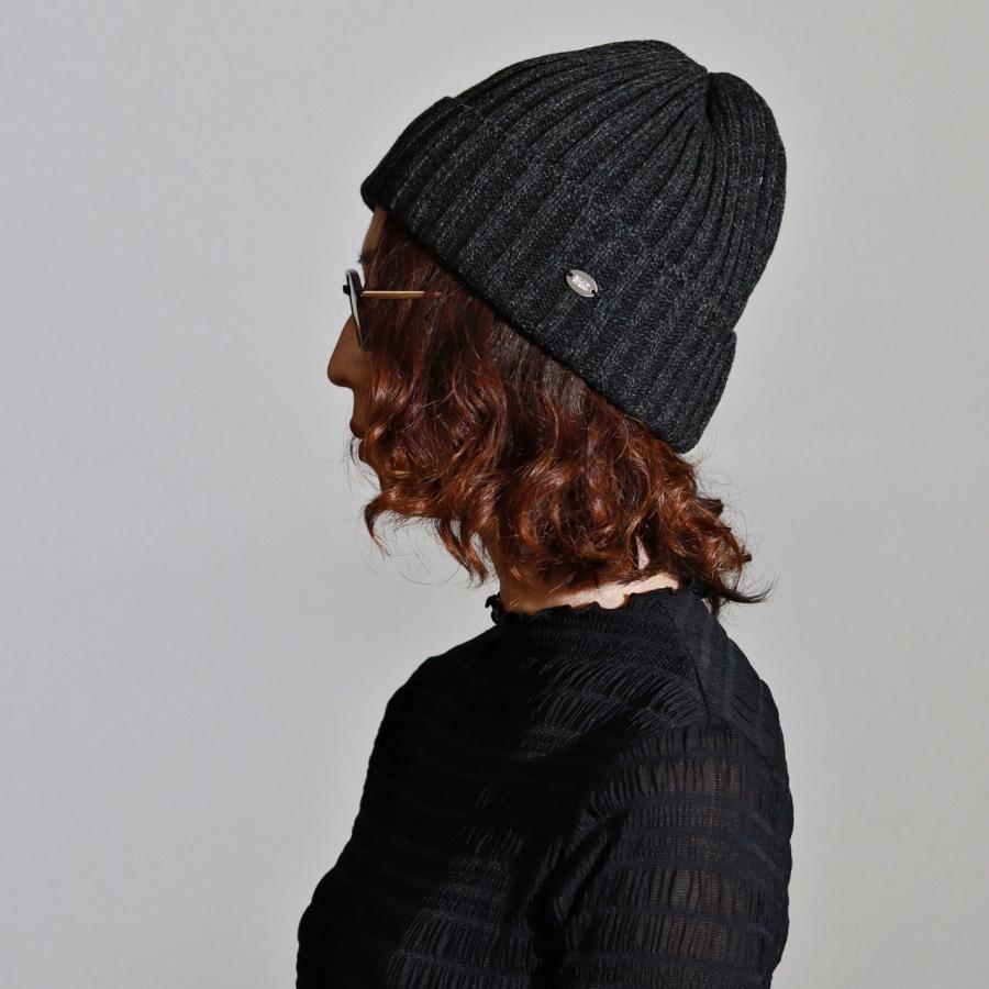 DAKS（ダックス） ニット帽 レディース リブ編みニット ウール混 杢調