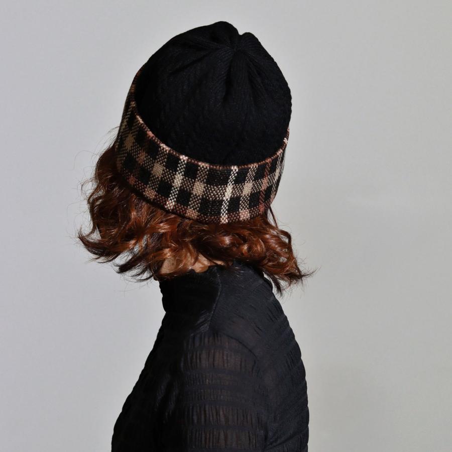 【SALE】Bottega Veneta ブラック チェックニット帽 BOTTEGA VENETA(ボッテガヴェネタ) ニットキャップ・ビーニー