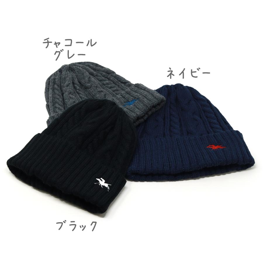 ニット帽 毛糸 メンズ 帽子 レディース POLO CHAMPS 秋冬 ニット ポロ