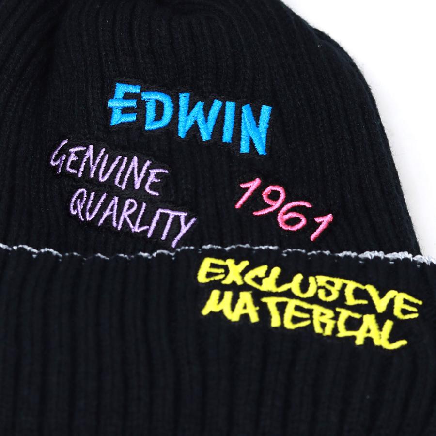 EDWIN（エドウィン） キッズ ニット帽 耳あて付き 裏ボア フェイク