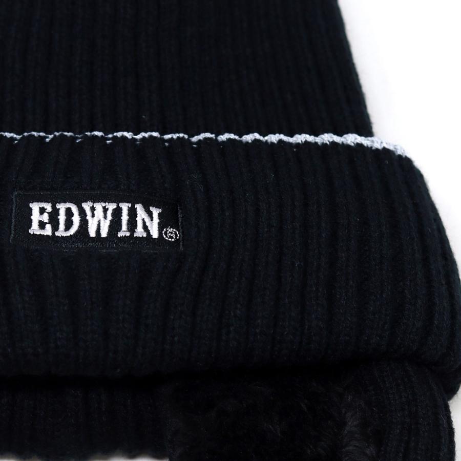EDWIN（エドウィン） 帽子 キッズ 防寒 ニット帽 男の子 子ども 耳あて