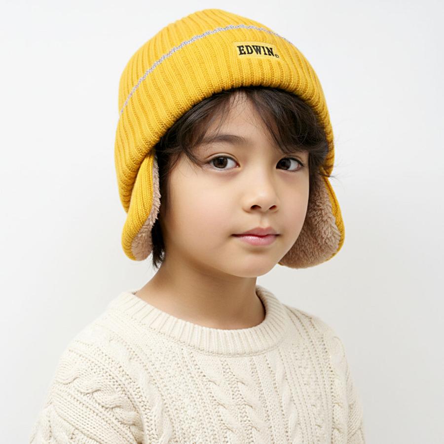 EDWIN（エドウィン） 帽子 キッズ 防寒 ニット帽 男の子 子ども 耳あて