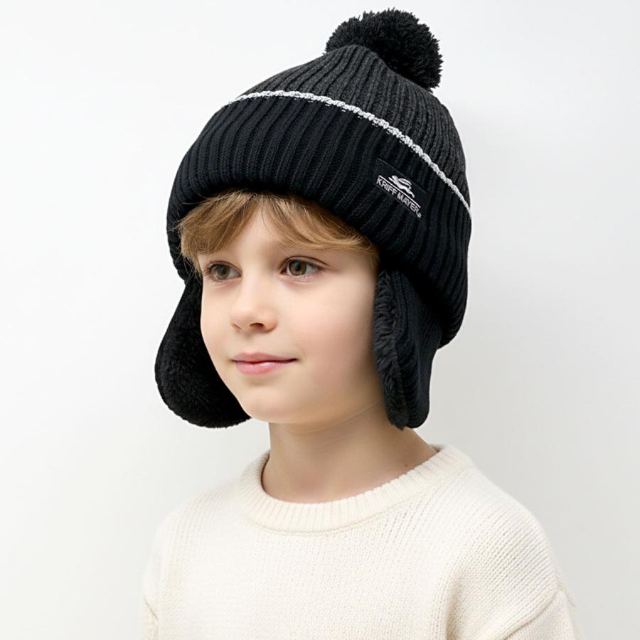 8Y.D.S. ポンポン付きニットキャップ 黒 8Y.D.S. ハチヤーズ ポンポン
