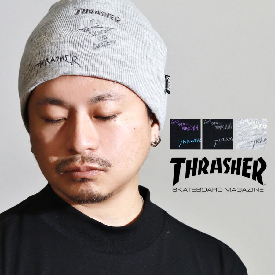 THRASHER（スラッシャー） ニット帽 メンズ ステッカー付き ビーニー